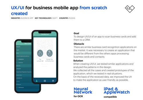 UX/UI for business mobile app from scratch  created