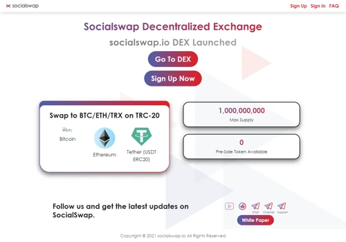 SocialSwap Decentralized Exchange on TRON network