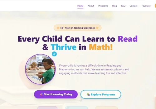 turoring Business Needing A Webdsite.  Created it