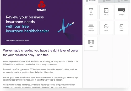 Nationwide - email example with drag-n-drop editor