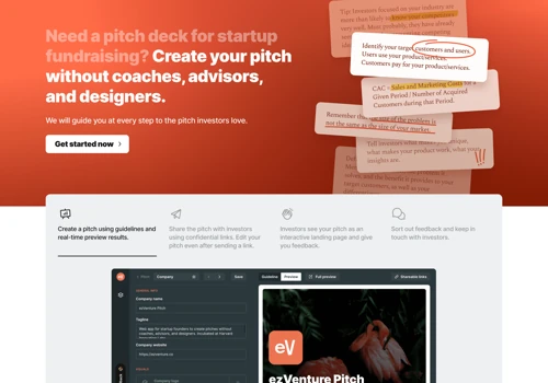 Web app for creating and sharing pitch decks