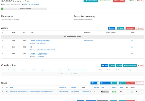 GDPR App - audit planning and execution