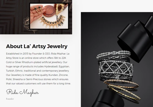 Ecommerce Development for La' Artsy Jewelry Store