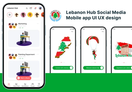 Lebanon Hub Social Media Mobile app UI UX design
