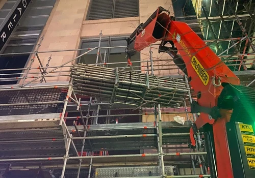 Building façade scaffolding for renovation
