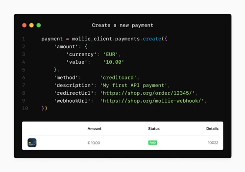Mollie: Mollie API client for Python