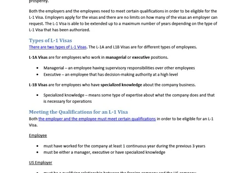 L-1 Visas - Everything You Need to Know