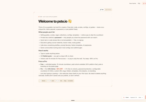 The pastebin build for creators.