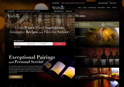 The Vineyard Wine Bar & Bistro Website Design