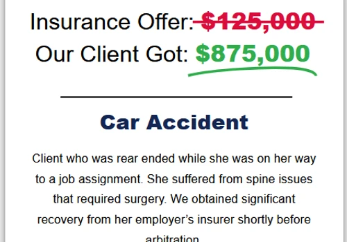 $875K Car Accident Settlement