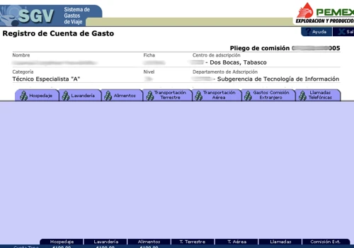 •	SGV – Travel Expense System - PÉMEX, RMSO