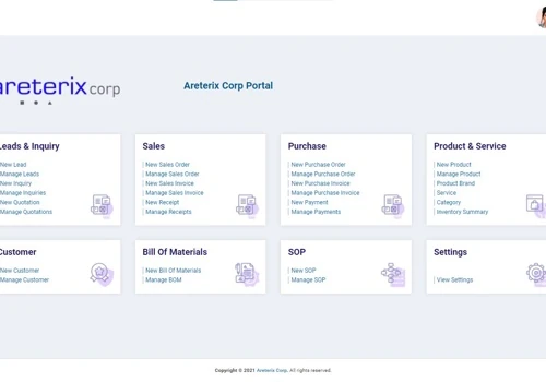 ERP - Dashboard Menu
