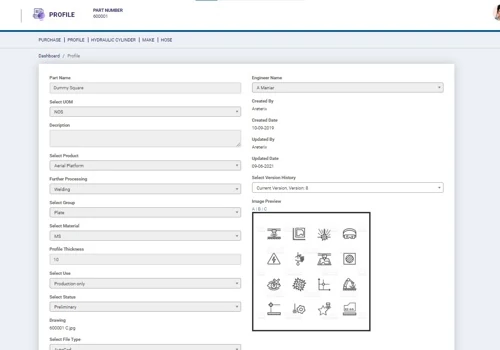 ERP - New Product/Part with Revision History