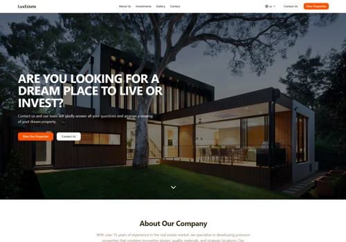 Example page for a real estate agency.
