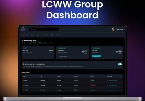 LCWW Group Dashboard UI, UX Design