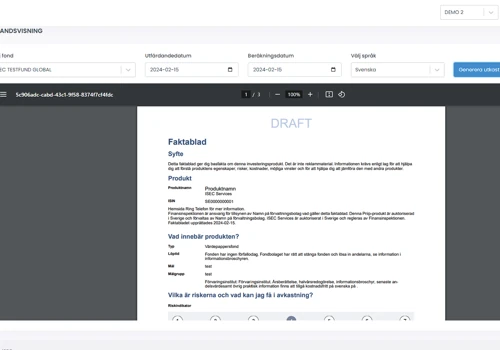 A multi tenant reporting tool PRIIPS KID Req.