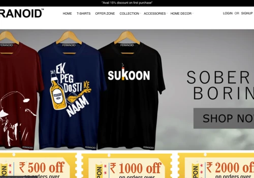 "Feranoid - Ecommerce for customised t-shirt"  -