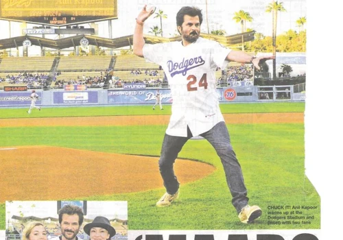 India actor Anil Kapoor Throws First Pitch LA Dodgers