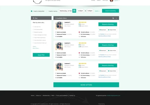 Baby Sitters & Nannies Hiring Website
