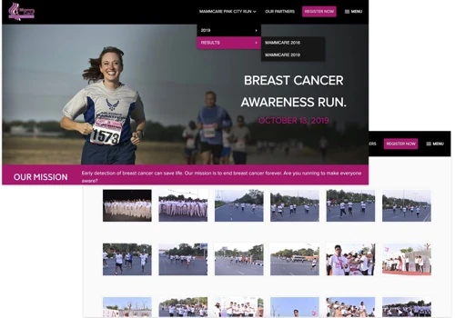 Marathon run website for Breast Cancer awareness