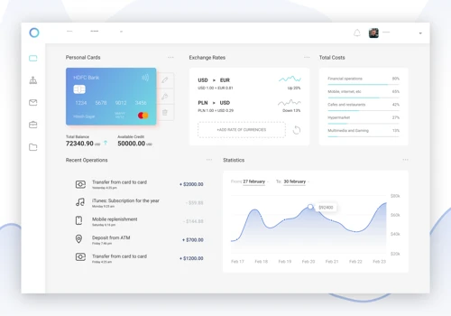 Dashboard for Personal Card expence