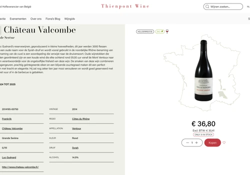 Revamped e-commerce for Thienpont Wine