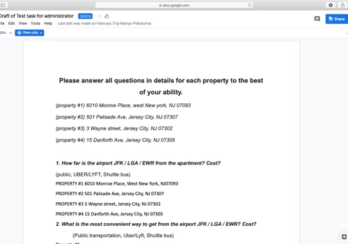 Extract from a test task