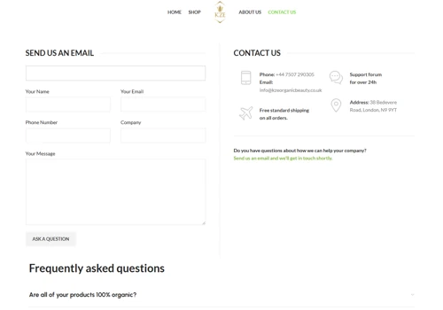 KZE Organic Beauty — E-commerce Website