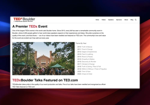 TEDxBoulder Framer Site