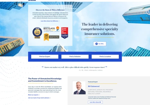 Site redesign for specialty insurance company