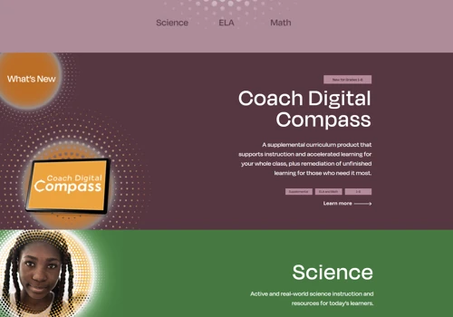 Site redesign for leader in school curriculum