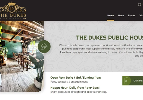 The Duke's Public House Website Design