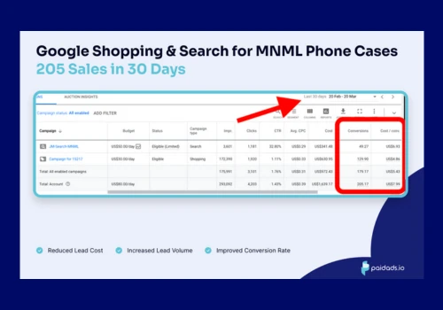 205 Sales in 30 Days: Google Shopping and Search
