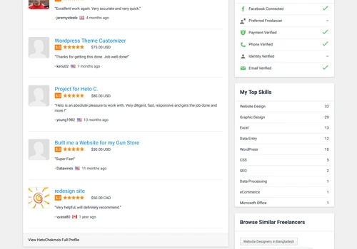 My Freelancer Profile - Reviews Proof