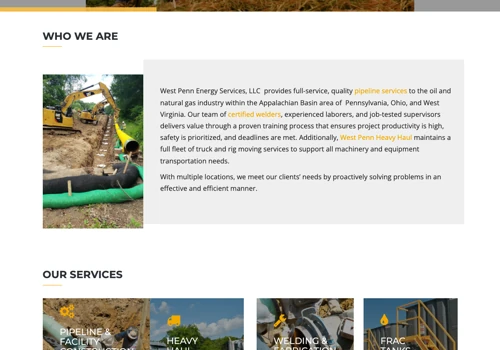 West Penn Energy Services Website