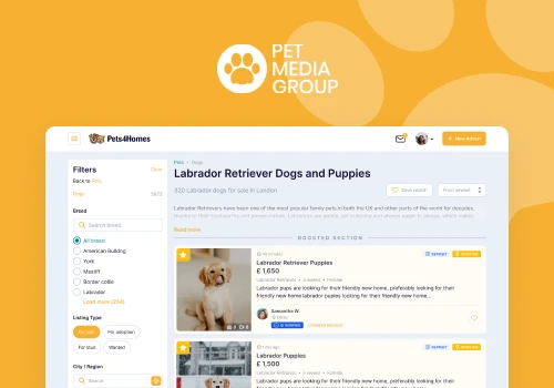 A technology partner of a leading pet marketplace