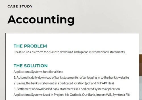 Creation of a platform for client to download and upload customer bank statements. ​