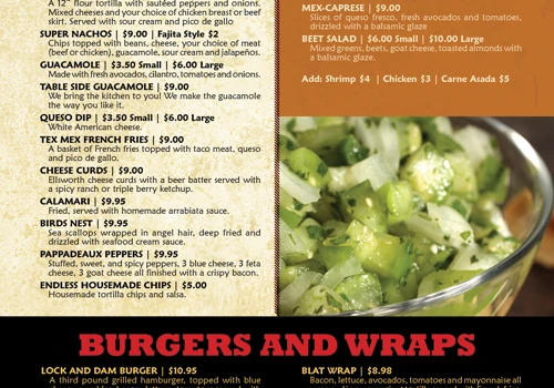 Restaurant Menu Design for Vista Rio
