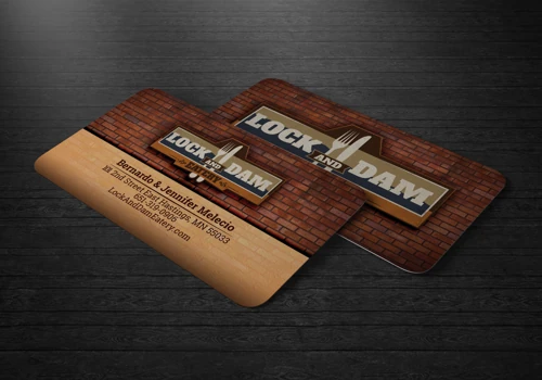 Business Card with an Original Logo Design for Lock and Dam Eatery