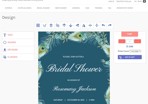 Printabell: Create/Print Personalized Invitations