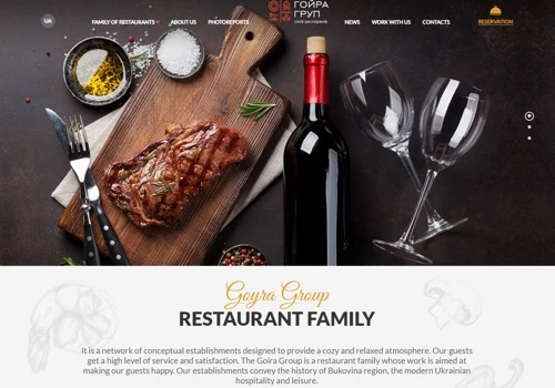 Website for a restaurant chain
