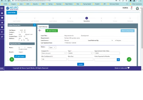 Lead, Followup and Quotation Management System