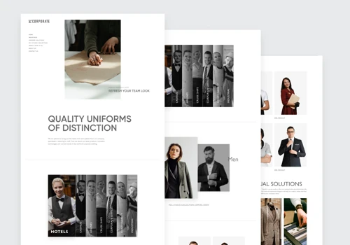 Website layout for a premium clothing company