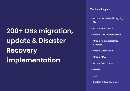 200+ DBs Update, Migration & Disaster Recovery
