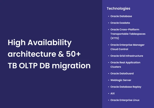 50+ TB Highly-Available OLTP Oracle DB Migration