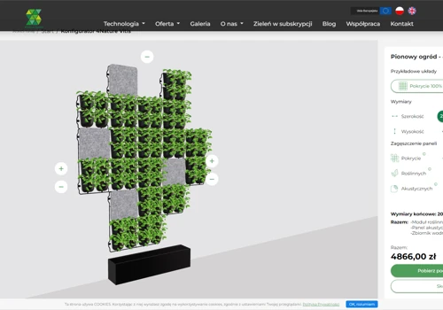 Product configurator for vertical gardens