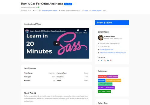 Classifier, classified ads WordPress directory lis