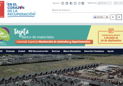 Ministerio de Vivienda y Urbanismo Chile Website