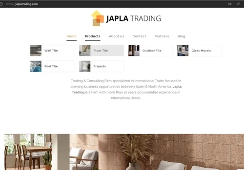 Corporate web design for JAPLA TRADING