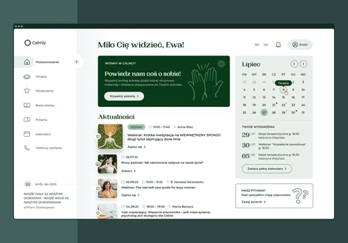 Dashboard for Mental Health platform